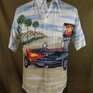 Vintage Tori Richard Hot Rod Hawaiian Shirt Small